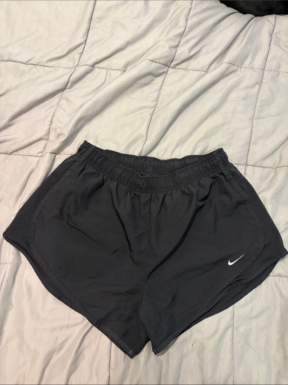 Nike Women's Black Athletic Training Shorts with White Swoosh